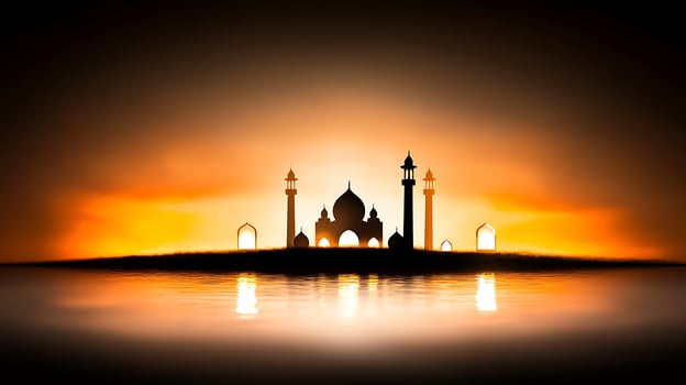 Islamic architecture silhouette at sunset photo