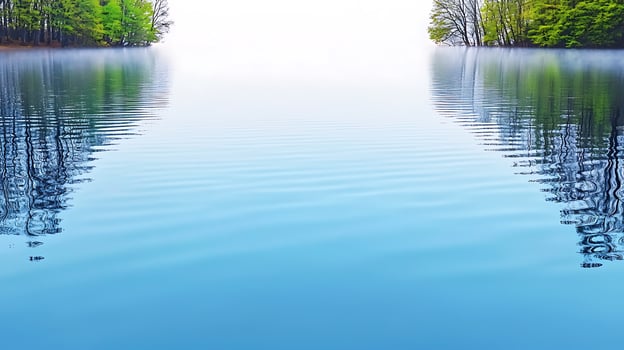 A lake with trees and water in the background photo