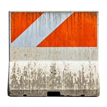 A concrete barrier with an orange stripe on it photo