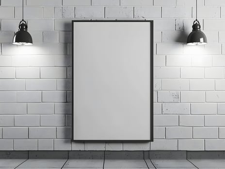 A blank white frame is hanging on a wall photo