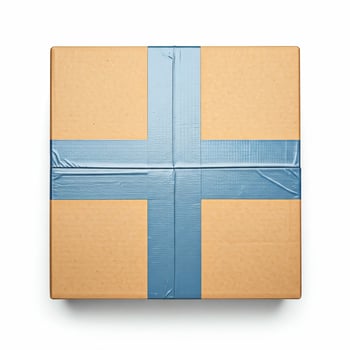 A box with blue tape on it photo