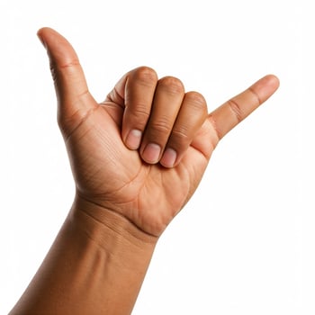 A hand with a finger up on a white background photo