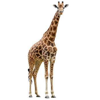 A giraffe standing on a white background photo