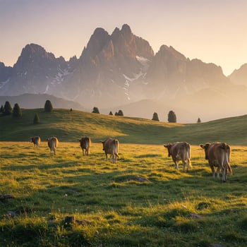 A herd of cows grazing in a field photo