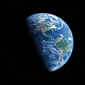 The earth is seen from space with a black background photo