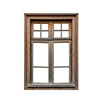 An old wooden window with a white background photo
