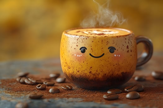 Autumn Cozy Coffee Mug with Smiley Face Design for Seasonal Joy and Warmth photo