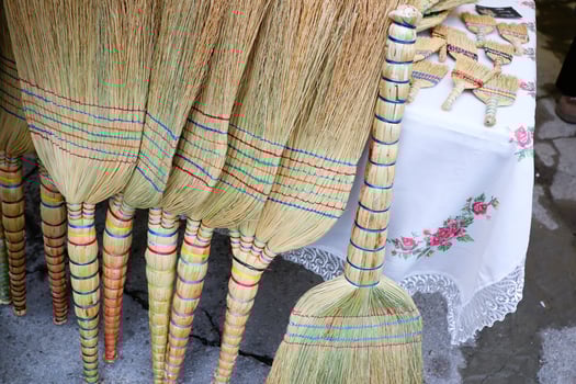 Beautifully Colorful Handmade Brooms Perfectly Crafted for Traditional Cleaning Tasks photo