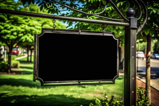 Nameplate sign black poster banner billboard.gate at entrance to park photo