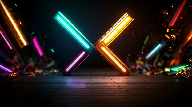 A neon sign with colorful lights photo