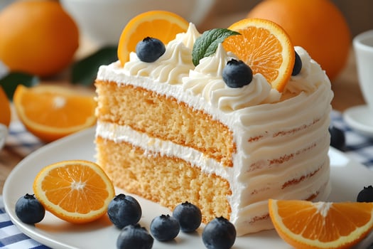 Delicious Orange Blueberry Layer Cake with Cream Frosting for Dessert photo