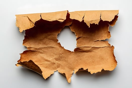 Ripped Brown Paper with Central Torn Hole for Creative Background Designs photo