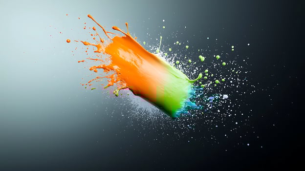 Colorful splash of paint on a black background photo