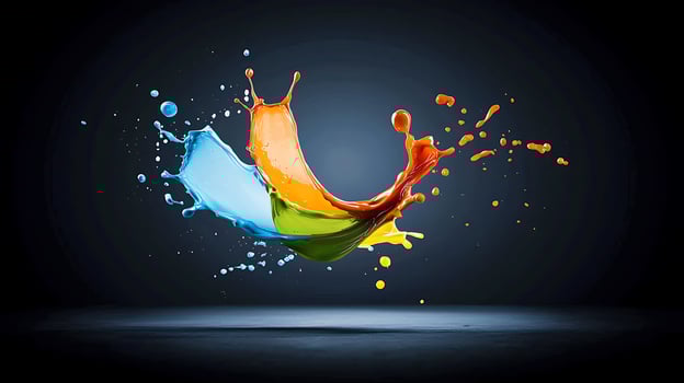 Colorful splash of paint on a black background photo