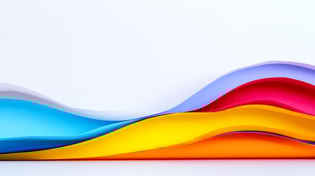 Colorful paper waves on white background photo