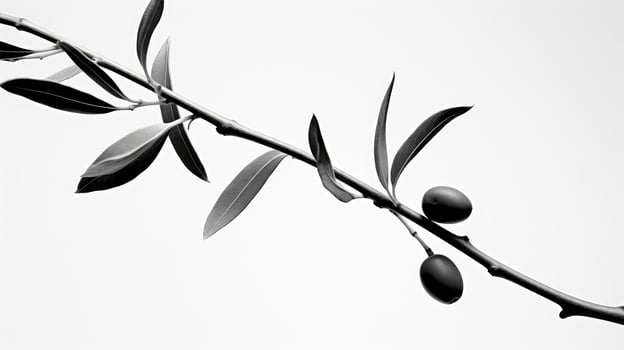 shadow olive branch black and white photo
