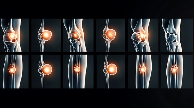 A series of images showing different types of knee pain photo