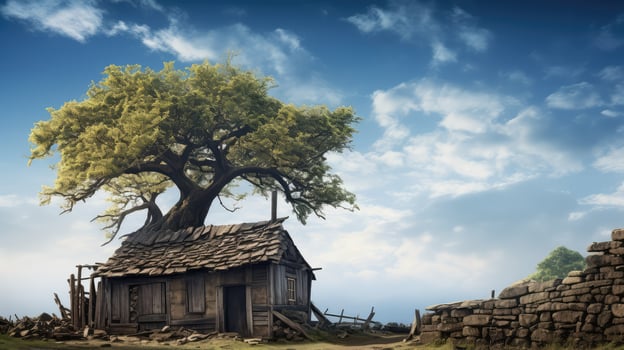 sky roof tree photo