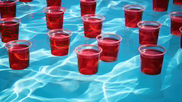 floatg red cups in water photo