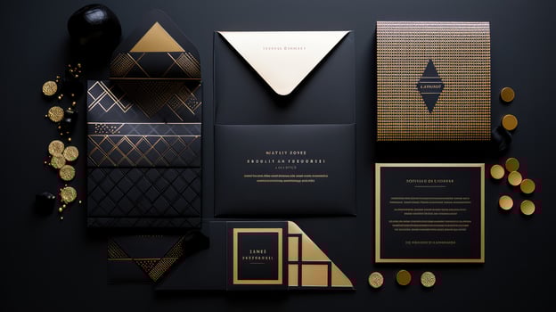 metallic invitation black gold photo