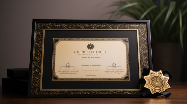 success black and gold certificate photo