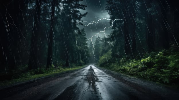 sky dark forest road photo