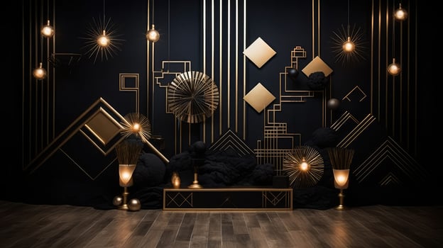 stylish black and gold backdrop photo