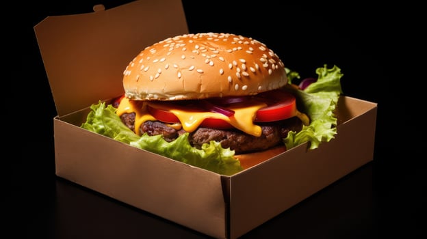 patty burger in box photo
