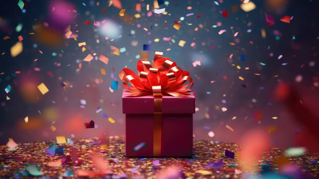 festive red gift box photo