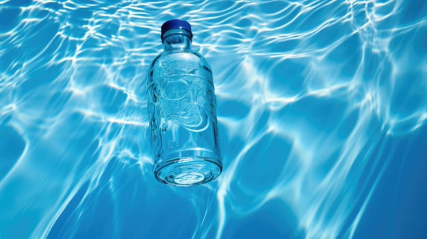 floating blue water bottle photo
