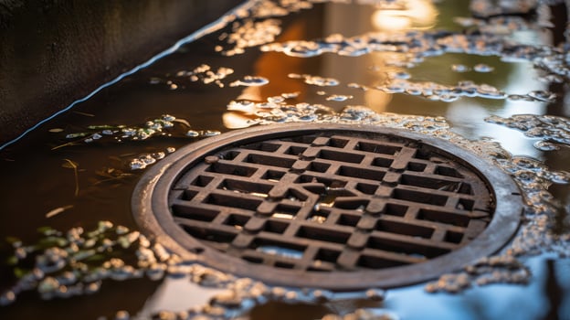 reflection manhole water photo