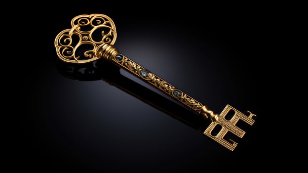 design gold key black background photo