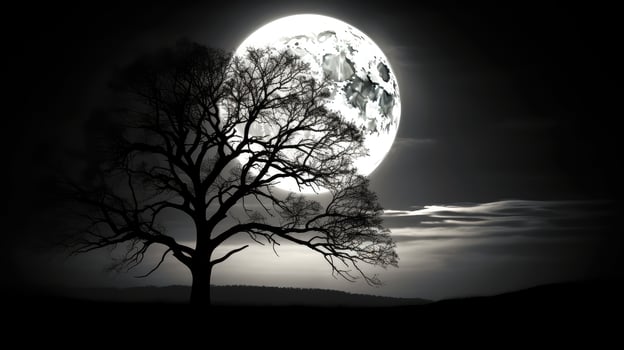 contrast moon black and white photo