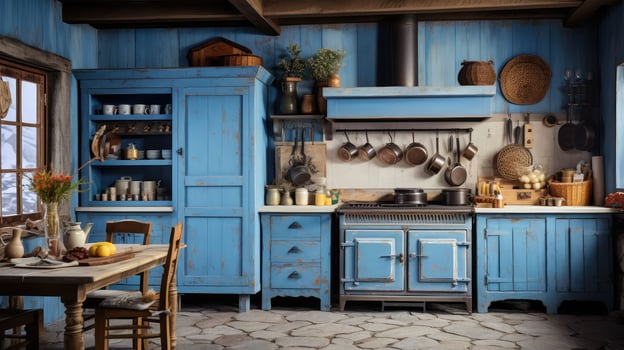 cabinets rustic blue photo