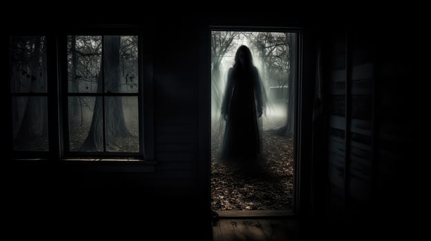 eerie creepy haunted house photo