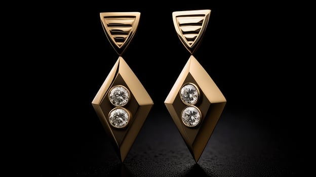 modern gold diamond earrings photo