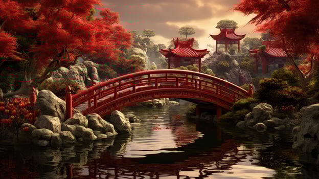 wooden chinese background red photo