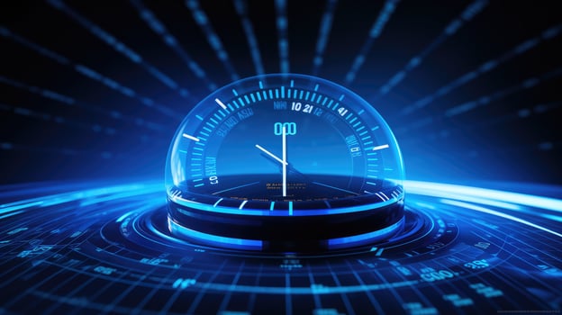 digital clock blue background photo