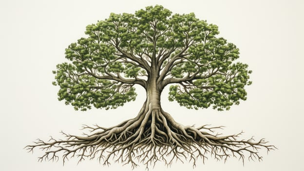 spreading tree with roots graphic photo