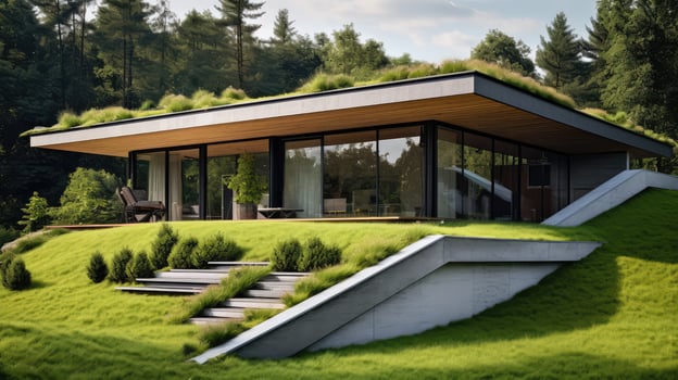 ecofriendly house with grass photo