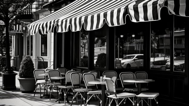 cafe black and white diagonal stripes photo