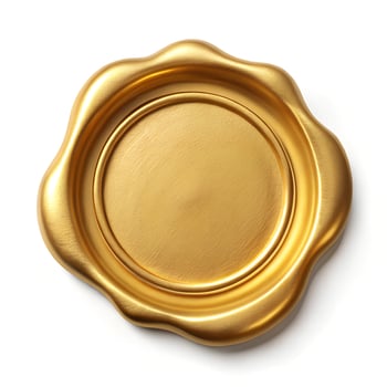 Golden seal. 3d illustration on white background photo