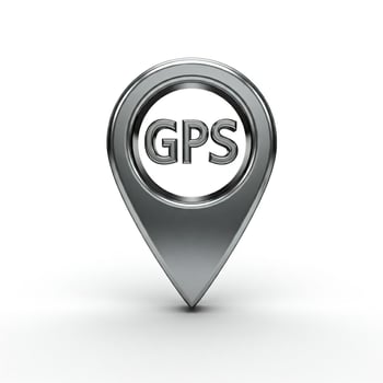 Gps location map pointer on white background photo