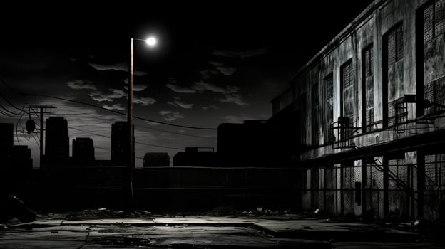 pavement roof black and white photo