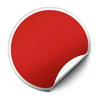 Red sticker isolated on white background photo