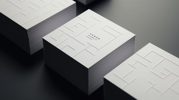 geometric white business cards photo