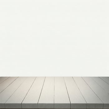 Empty wooden table with white background photo