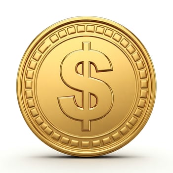 Gold dollar coin isolated on white background photo
