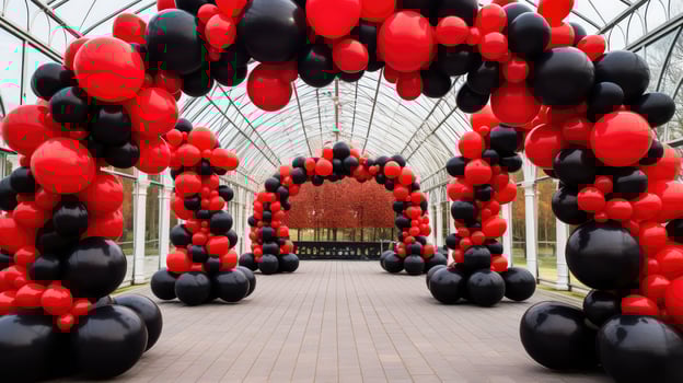 venue red black balloons photo