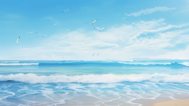 seagulls happy blue background photo